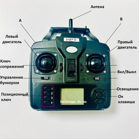 Вказівники на пульті прикормочного корабликом D16 GPS для керування та калібрування