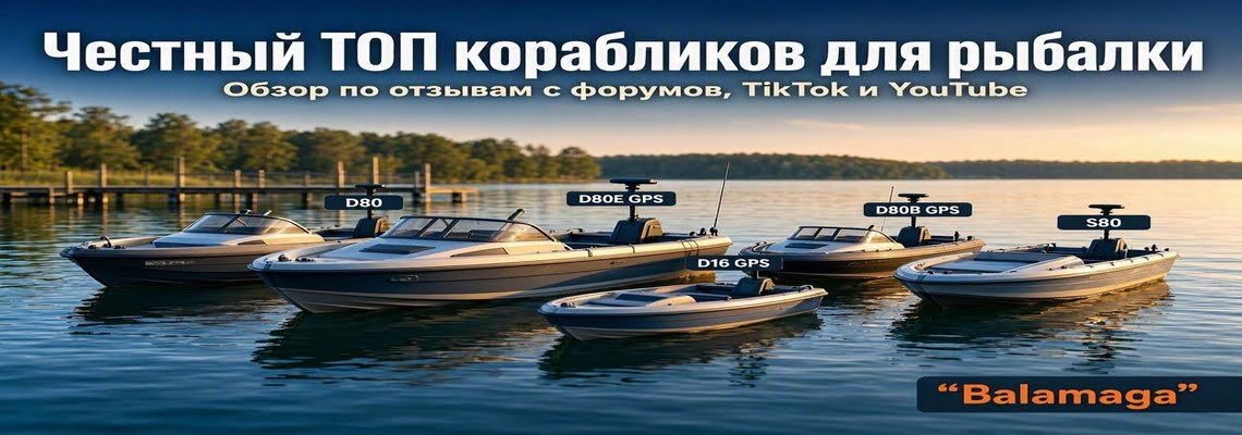 ТОП корабликів для риболовлі: D80, D80E GPS, D80B GPS, S80 і D16 GPS стоять у ряд на чистій водоймі