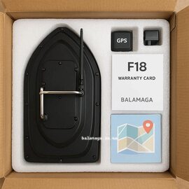 Надежно упакованный кораблик F18 с GPS и гарантийным талоном от магазина Balamaga
