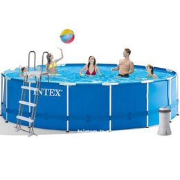 Каркасный бассейн 366 x 122 см (фильтр-насос 3785 л/ч, лестница) Intex 26718 New
