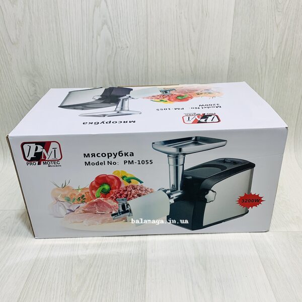 Мясорубка с соковыжималкой Promotec 1055 Малайзия Мясорубка с соковыжималкой Promotec 1055 Малайзия