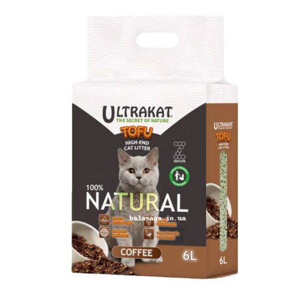 Соєвий наповнювач Ultrakat Tofu з ароматом кави 3мм 6л-2,5кг Соєвий наповнювач Ultrakat Tofu з ароматом кави 3мм 6л-2,5кг