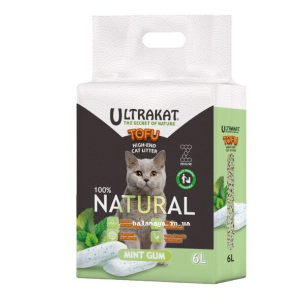Соєвий наповнювач Ultrakat Tofu з ароматом м'яти 3мм 6л-2.5кг Соєвий наповнювач Ultrakat Tofu з ароматом м'яти 3мм 6л-2.5кг