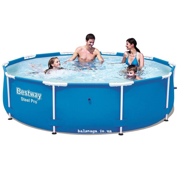 Каркасный бассейн с насосом Bestway. Диаметр: 305см. Глубина: 76 см. Объем: 4678 л. Материал: ПВХ. 56677