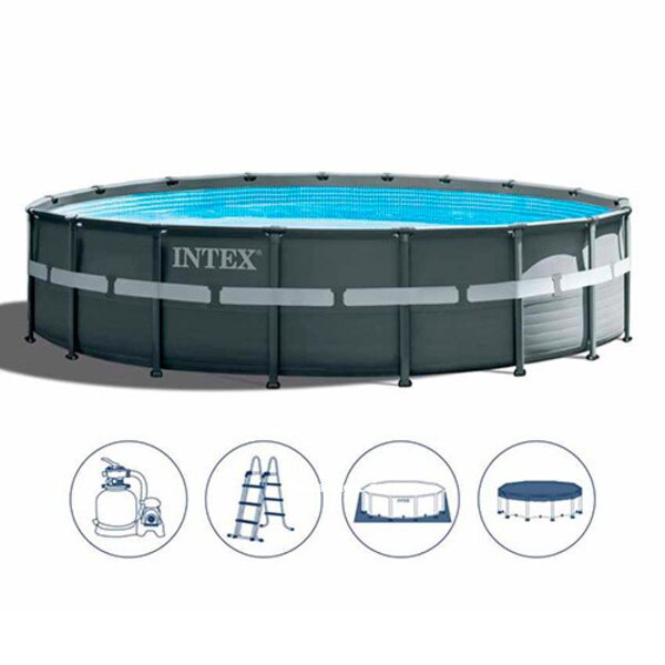 Круглий каркасний басейн Intex. Діаметр: 549 см. Об'єм води: 26423 л. Сталеві оцинковані труби. 26330 Круглий каркасний басейн Intex. Діаметр: 549 см. Об'єм води: 26423 л. Сталеві оцинковані труби. 26330