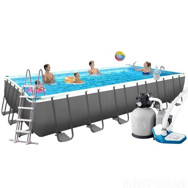 Каркасний басейн Intex. Тришаровий ПВХ. ДхШхВ: 732х366х132 см. Вага: 200.7 кг. оцинковані сталеві труби Каркасний басейн Intex. Тришаровий ПВХ. ДхШхВ: 732х366х132 см. Вага: 200.7 кг. оцинковані сталеві труби