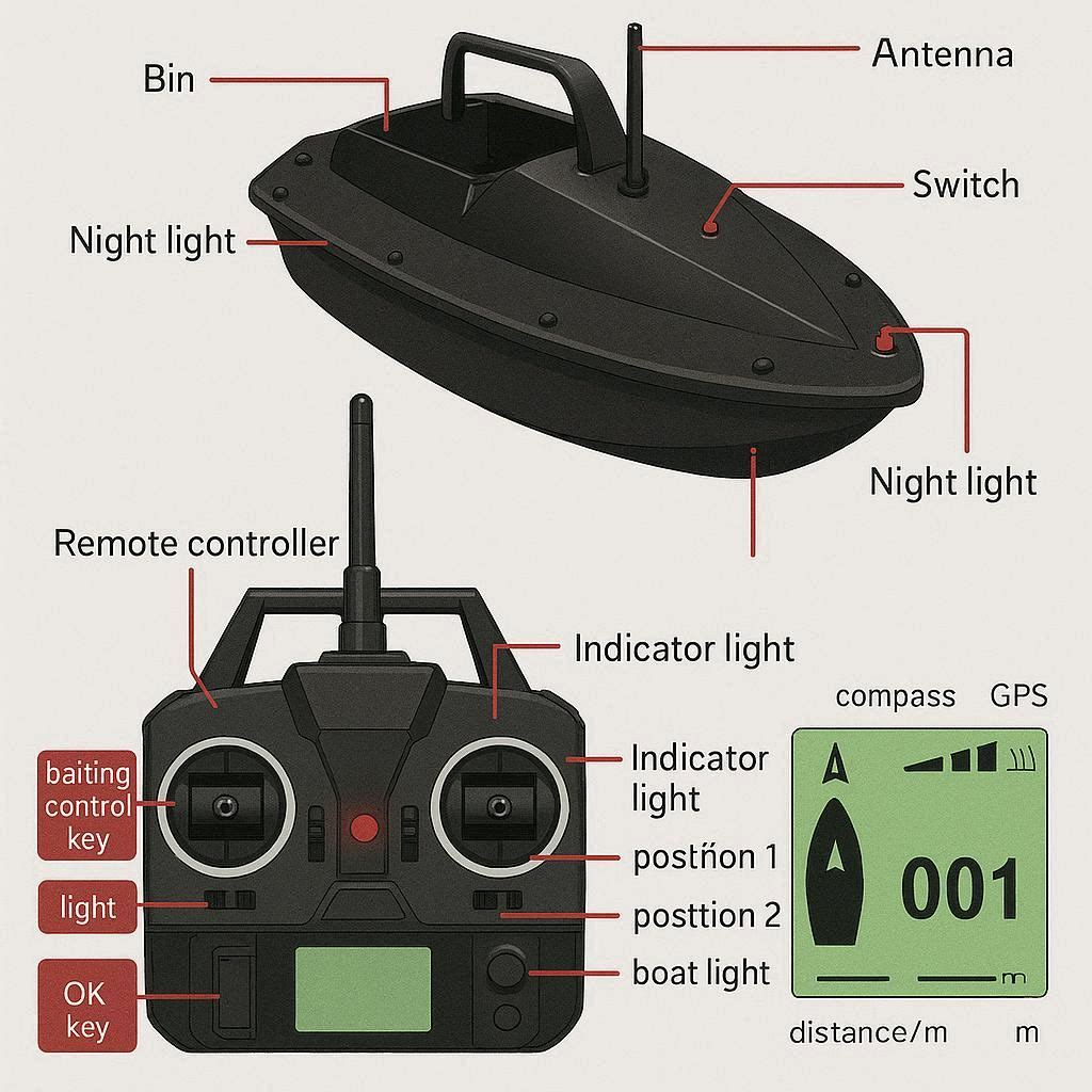 Схема будови кораблика для підгодовування D16 GPS